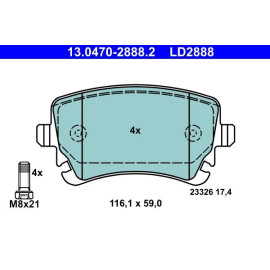 Bremsbelagsatz Audi T. A4/A6 2.0-4.2 04-11 Keramik 13.0470-2888.2