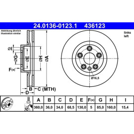 Bremsscheibe Vw P. Touareg 3.0-4.2 V8 10- Le 24.0136-0123.1 Bremsscheibe Vw P. Touareg 3.0-4.2 V8 10- Le 24.0136-0123.1