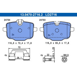 Bremsbelagsatz Bmw T. 5/6/7 2.0-4.4 09- Keramik 13.0470-2716.2
