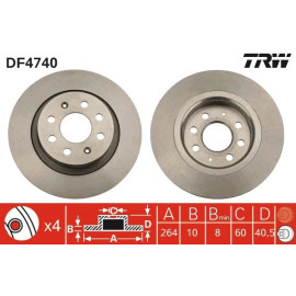 TRW Bremsscheibe Fiat Grande Punto/Evo 07 DF4740 TRW Bremsscheibe Fiat Grande Punto/Evo 07 DF4740