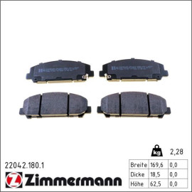 ZIMMERMANN Bremsbelagsatz, Scheibenbremse 22042.180.1