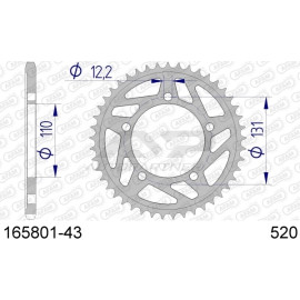AFAM Kettenrad ALU 43 Zähne 165801-43
