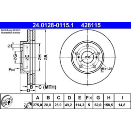 Bremsscheibe Toyota P. Avensis/Camry/Previa 2,0-3,0 91-09 24.0128-0115.1