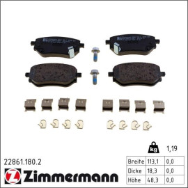 ZIMMERMANN Bremsbelagsatz, Scheibenbremse 22861.180.2