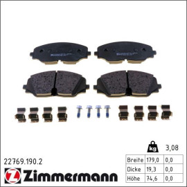 ZIMMERMANN Bremsbelagsatz, Scheibenbremse 22769.190.2