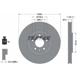 Bremsscheibe Peugeot P. Rcz 1.6 16V/2.0 Hdi 10 92268103 Bremsscheibe Peugeot P. Rcz 1.6 16V/2.0 Hdi 10 92268103