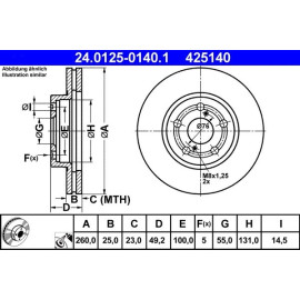 ATE Bremsscheibe Toyota Vorderachse Avensis 1.6-2.0 97-03 24.0125-0140.1 ATE Bremsscheibe Toyota Vorderachse Avensis 1.6-2.0 97-03 24.0125-0140.1