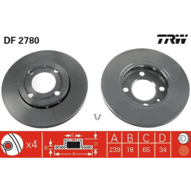 TRW Bremsscheibe VW P.Polo 95 DF2780 TRW Bremsscheibe VW P.Polo 95 DF2780