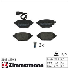 ZIMMERMANN Bremsbelagsatz, Scheibenbremse 26654.170.3