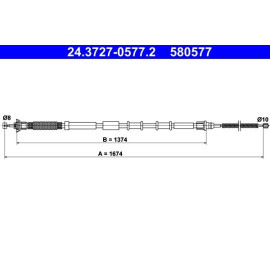 ATE Handbremsseil 24.3727-0577.2 ATE Handbremsseil 24.3727-0577.2