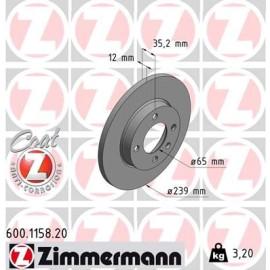 Zimmermann Bremsscheibe 600.1158.20 Zimmermann Bremsscheibe 600.1158.20