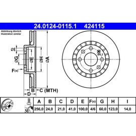 ATE Bremsscheibe Opel Vorderachse Astra/Calibra/Kadett/Vectra 84-03 24.0124-0115.1 ATE Bremsscheibe Opel Vorderachse Astra/Calibra/Kadett/Vectra 84-03 24.0124-0115.1