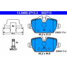 Bremsbelagsatz Bmw T. 1/3 1,6-2,0 03-13 13.0460-2713.2