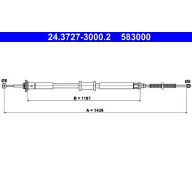 ATE Handbremsseil Seilzug Festellbremse 24.3727-3000.2