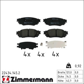 ZIMMERMANN Bremsbelagsatz, Scheibenbremse 22434.145.2 ZIMMERMANN Bremsbelagsatz, Scheibenbremse 22434.145.2