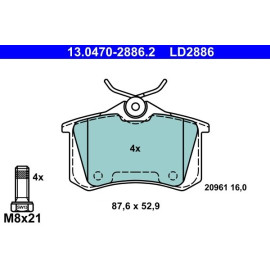 Bremsbelagsatz Audi T. A4/A6/Tt 97-08 Keramik 13.0470-2886.2