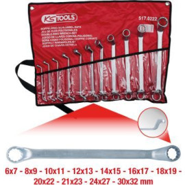 KS TOOLS CLASSIC Doppel-Steckschlüsselsatz, gebogen, 11-teilig, 6-32 mm 517.0222