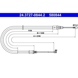 ATE Handbremsseil 24.3727-0844.2 ATE Handbremsseil 24.3727-0844.2