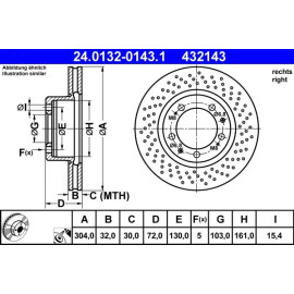 ATE Bremsscheibe 24.0132-0143.1 ATE Bremsscheibe 24.0132-0143.1