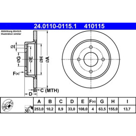 ATE Bremsscheibe Ford Hinterachse Fiesta/Focus 98 24.0110-0115.1 ATE Bremsscheibe Ford Hinterachse Fiesta/Focus 98 24.0110-0115.1