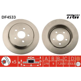 DF4533 TRW Bremsscheibe Chrysler T. Neon/Pt Cruiser/Sebring 1.6-2.7 94-10 DF4533 DF4533 TRW Bremsscheibe Chrysler T. Neon/Pt Cruiser/Sebring 1.6-2.7 94-10 DF4533