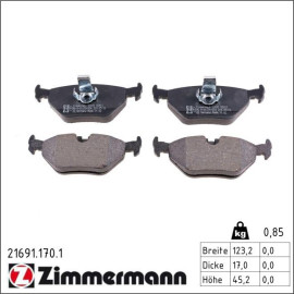 ZIMMERMANN Bremsbeläge 21691.170.1 ZIMMERMANN Bremsbeläge 21691.170.1