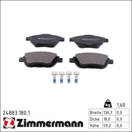 ZIMMERMANN Bremsbeläge 24883.180.1