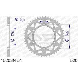 NB AFAM Kettenrad ALU 51 Zähne 15203N-51