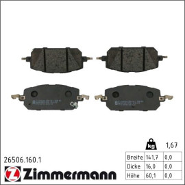 ZIMMERMANN Bremsbelagsatz, Scheibenbremse 26506.160.1