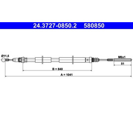 ATE Handbremsseil 24.3727-0850.2 ATE Handbremsseil 24.3727-0850.2