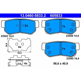 Bremsbelagsatz Hyundai T. Elantra/Getz/Trajet/Tucson 01 13.0460-5833.2