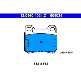 ATE Bremsbelagsatz Mercedes-Benz Hinterachse W124/W201/W202 84-00 13.0460-4034.2 ATE Bremsbelagsatz Mercedes-Benz Hinterachse W124/W201/W202 84-00 13.0460-4034.2