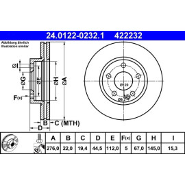 ATE Bremsscheibe Mercedes-Benz Vorderachse W169 A-Klasse 24.0122-0232.1