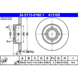 ATE Bremsscheibe Audi S. 80/100 77-91 24.0113-0160.1
