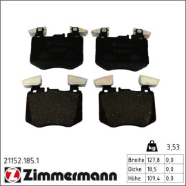 ZIMMERMANN Bremsbelagsatz, Scheibenbremse 21152.185.1