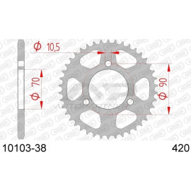 AFAM Kettenrad STAHL 38 Zähne 10103-38
