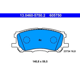Bremsbelagsatz Lexus P. Rx 3,0-3,5 03-08 13.0460-5750.2