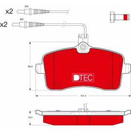 Bremsbelagsatz Peugeot S. 407 1,8-2,0 04- Dtec Cotec GDB1594DTE