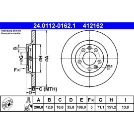 ATE Bremsscheibe Citroen Hinterachse C5 1.6-3.0 HDi 08 24.0112-0162.1