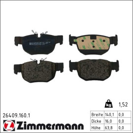ZIMMERMANN Bremsbelagsatz, Scheibenbremse 26409.160.1