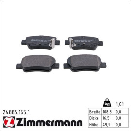 ZIMMERMANN Bremsbeläge 24885.165.1