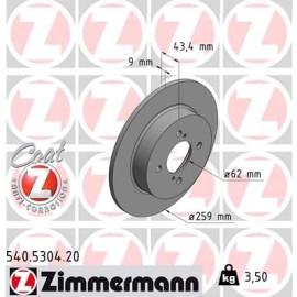 Zimmermann Bremsscheibe Hinterachse 540.5304.20 Zimmermann Bremsscheibe Hinterachse 540.5304.20