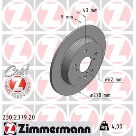 Zimmermann Bremsscheibe Hinterachse 230.2379.20 Zimmermann Bremsscheibe Hinterachse 230.2379.20