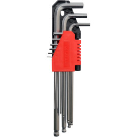 Sechskant-Stiftschlüsselsatz Kugel 9Tlg.1,5-10mm Lang Crv YT-0506