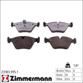 ZIMMERMANN Bremsbeläge 23183.995.1 ZIMMERMANN Bremsbeläge 23183.995.1