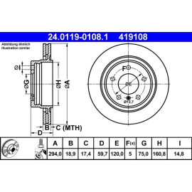ATE Bremsscheibe BMW Hinterachse E46 98-06 24.0119-0108.1 ATE Bremsscheibe BMW Hinterachse E46 98-06 24.0119-0108.1