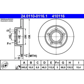 ATE Bremsscheibe Audi Hinterachse 100/A8 86-00 24.0110-0116.1 ATE Bremsscheibe Audi Hinterachse 100/A8 86-00 24.0110-0116.1