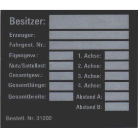Typenschild Aluminiumfolie 31202
