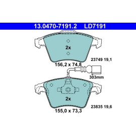 Bremsbelagsatz Vw P. Touareg 3.2-3.6/2.5-3.0 Tdi 02-10 Keramik 13.0470-7191.2