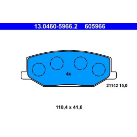 ATE Bremsbelagsatz Suzuki Vorderachse Jimny 1.3 16V 98 13.0460-5966.2 ATE Bremsbelagsatz Suzuki Vorderachse Jimny 1.3 16V 98 13.0460-5966.2